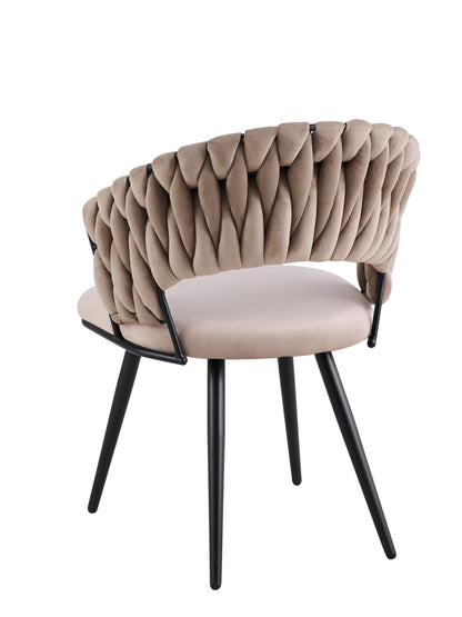 CHAISE CAROLINA PIEDS METAL NOIR VELOURS TAUPE