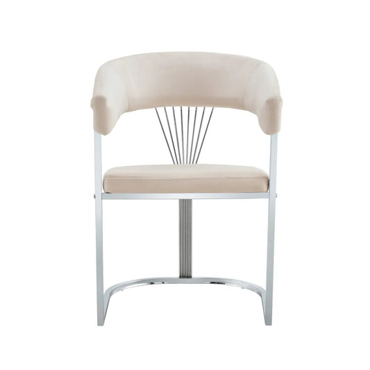 CHAISE AVEC ACCOUDOIR BRITTANY CHROME VELOURS BEIGE