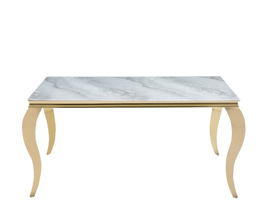TABLE REPAS BAROQUE GOLD MARBRE GREIGE 180X90X75CM