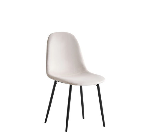 CHAISE SCANDINAVE PIED NOIR VELOURS BEIGE