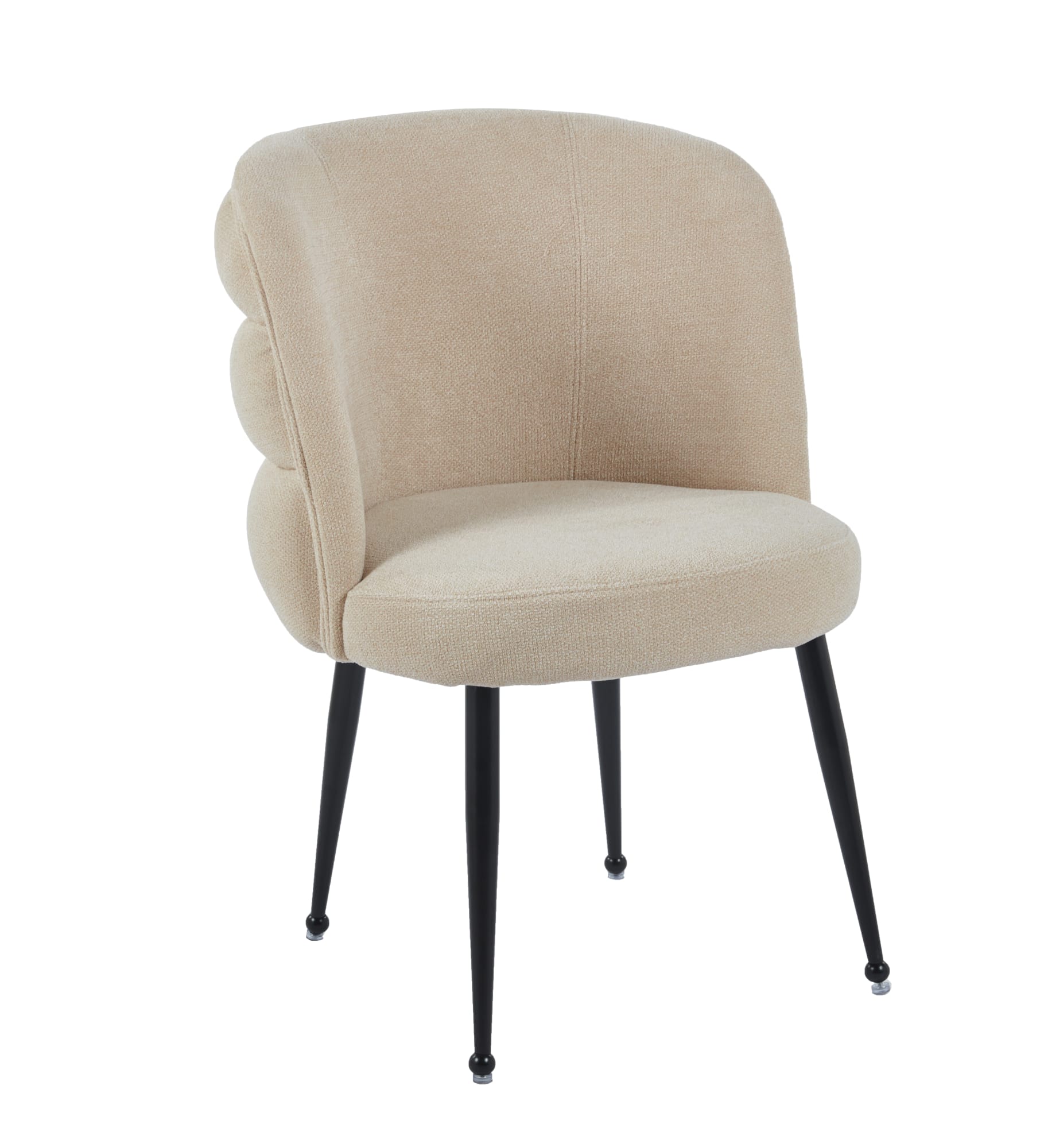 CHAISE SACHA PIEDS METAL NOIR ASSISE MOKA TISSU EFFET LIN