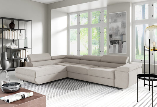 CANAPE TOULOUSE ANGLE CONVERTIBLE GAUCHE BEIGE IMPRIME 275x205c