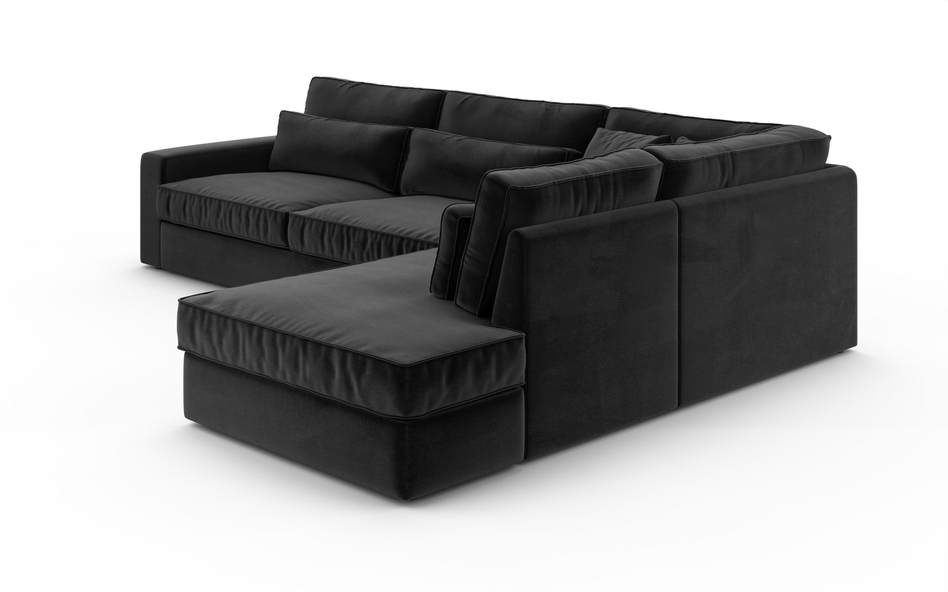 CANAPE LE BRISTOLA ANGLE DROIT VELOURS ANTHRACITE 315X230cm