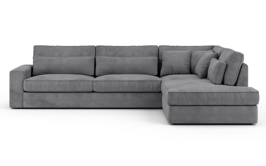 CANAPE LE BRISTOLA ANGLE DROIT COTELE GRIS 315X230cm