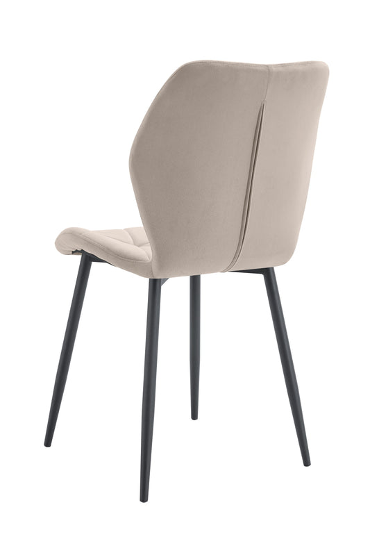 CHAISE COQUILLAGE VELOURS TAUPE PIED METAL NOIR