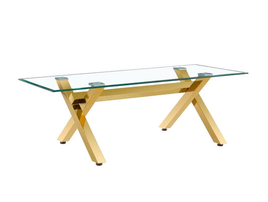 Table à manger IXE gold plateau en verre trempé 150 cm