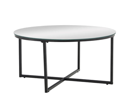 TABLE BASSE LORIE PIED METAL NOIR MIROIR 90CM