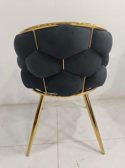 CHAISE BALLON GOLD VELOURS NOIR