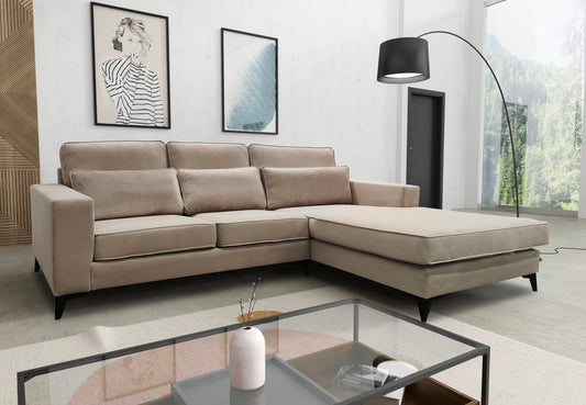 MADRID ANGLE DROIT VELOURS BEIGE 265x200cm