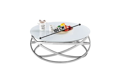 TABLE BASSE EVOL CHROME ULTRA BLANC 100 CM