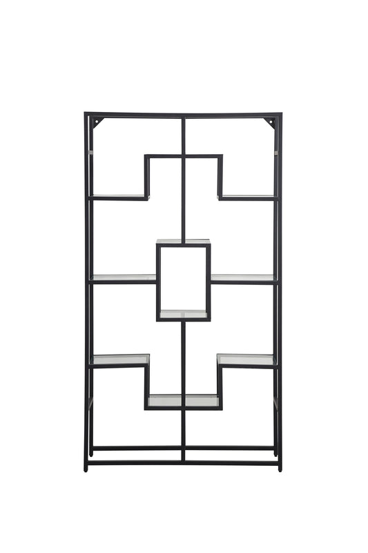 ETAGERE RICHMONT METAL NOIR TRANSPARENT 100x30x180CM
