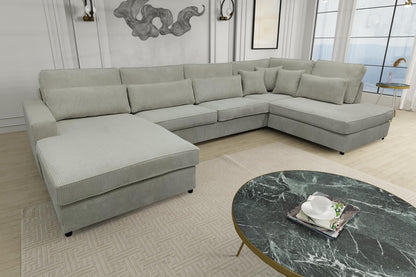 CANAPE BRISTOL EN U COTELE ECRU 400x230x94cm