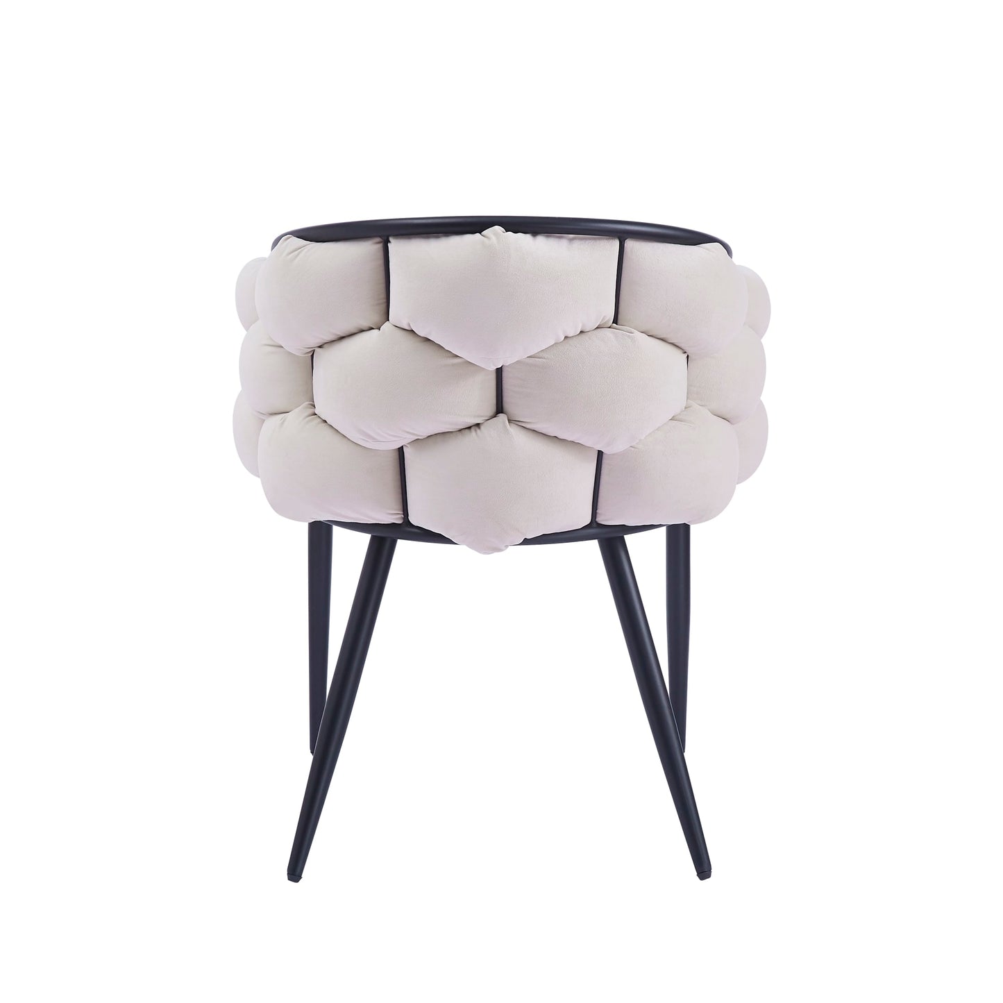 CHAISE BALLON METAL NOIR VELOURS BEIGE
