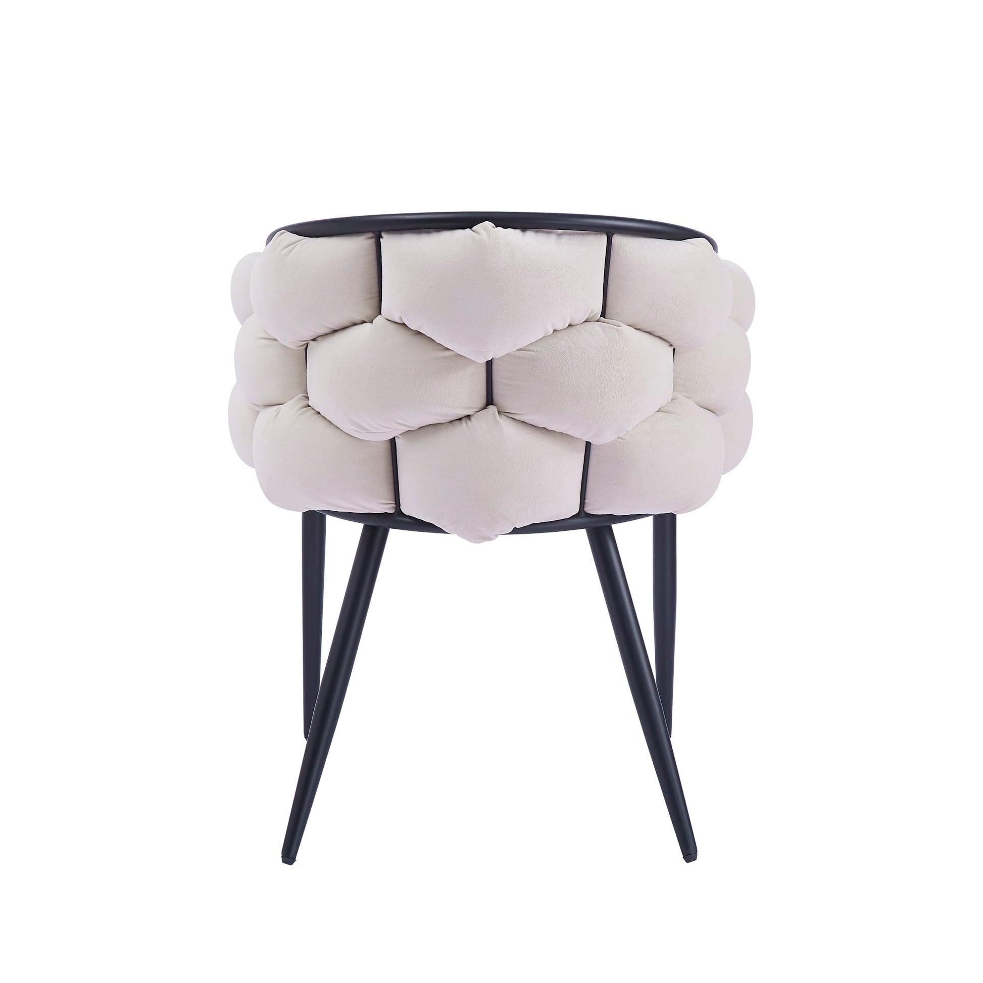CHAISE BALLON METAL NOIR VELOURS BEIGE