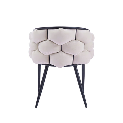 CHAISE BALLON METAL NOIR VELOURS BEIGE