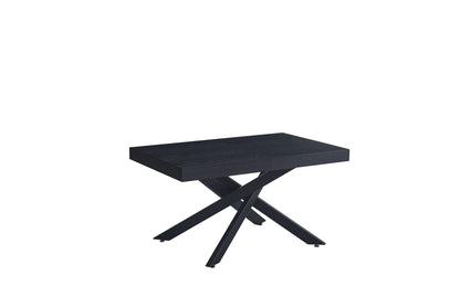 TABLE EXTENSIBLE A RALLONGE BALNI METAL NOIR BOIS NOIR 140/220X90cm