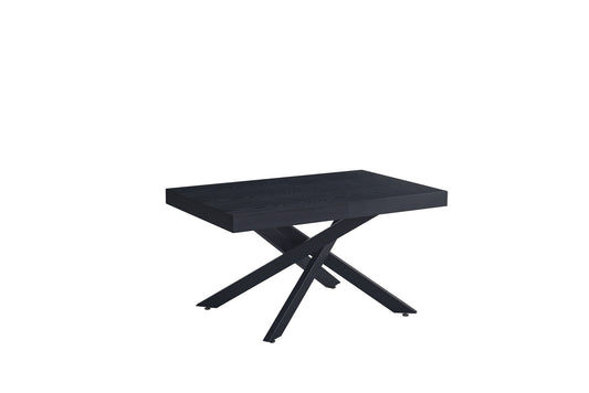 TABLE EXTENSIBLE A RALLONGE BALNI METAL NOIR BOIS NOIR 140/220X90cm