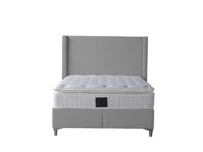 LIT COFFRE VENUS COTELE GRIS 160X200CM
