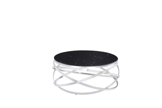 TABLE BASSE EVOL CHROME MARBRE NOIR 100 CM