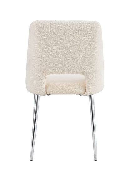 CHAISE AVA PIEDS CHROME DOUDOU BEIGE