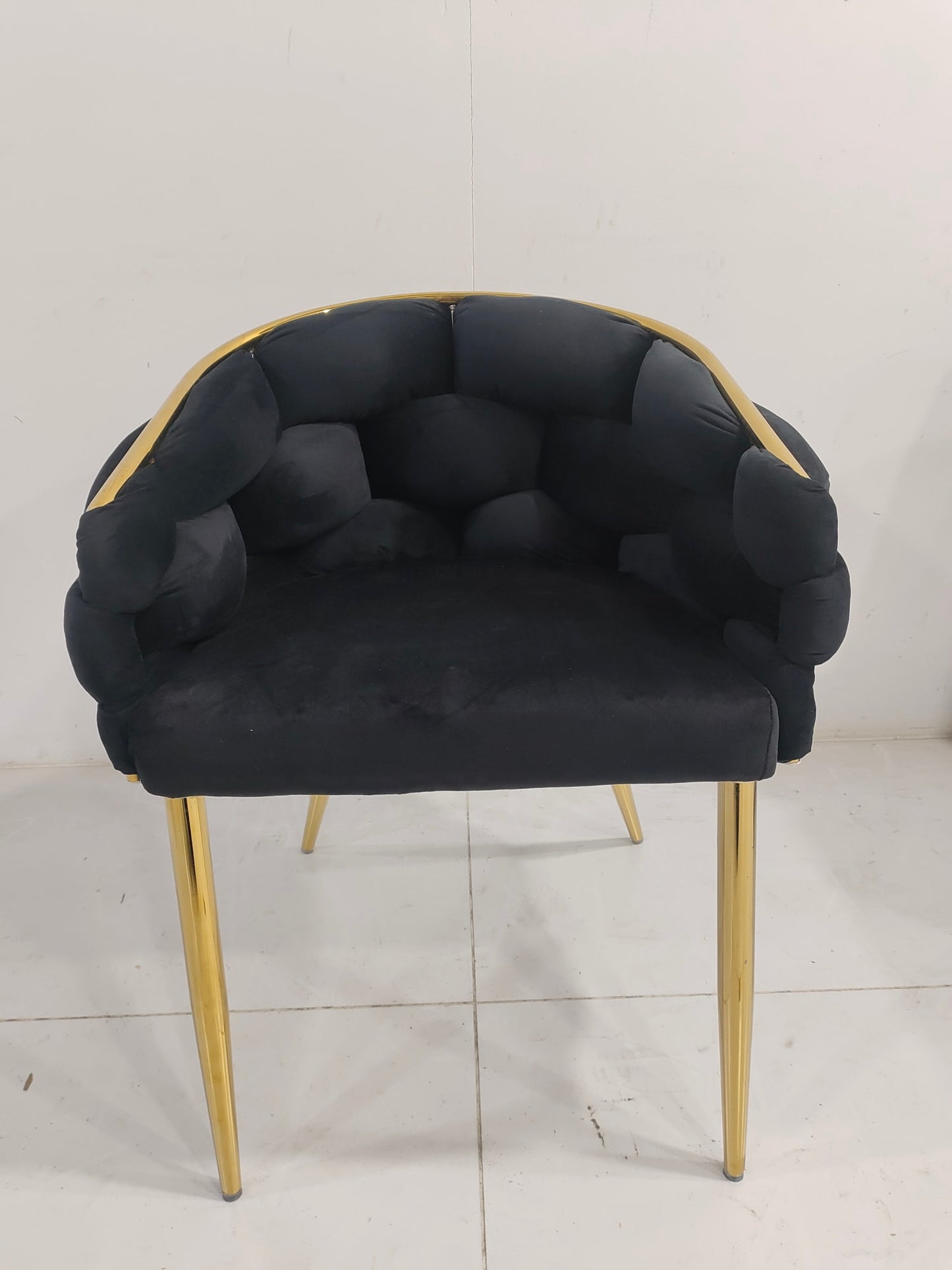 CHAISE BALLON GOLD VELOURS NOIR