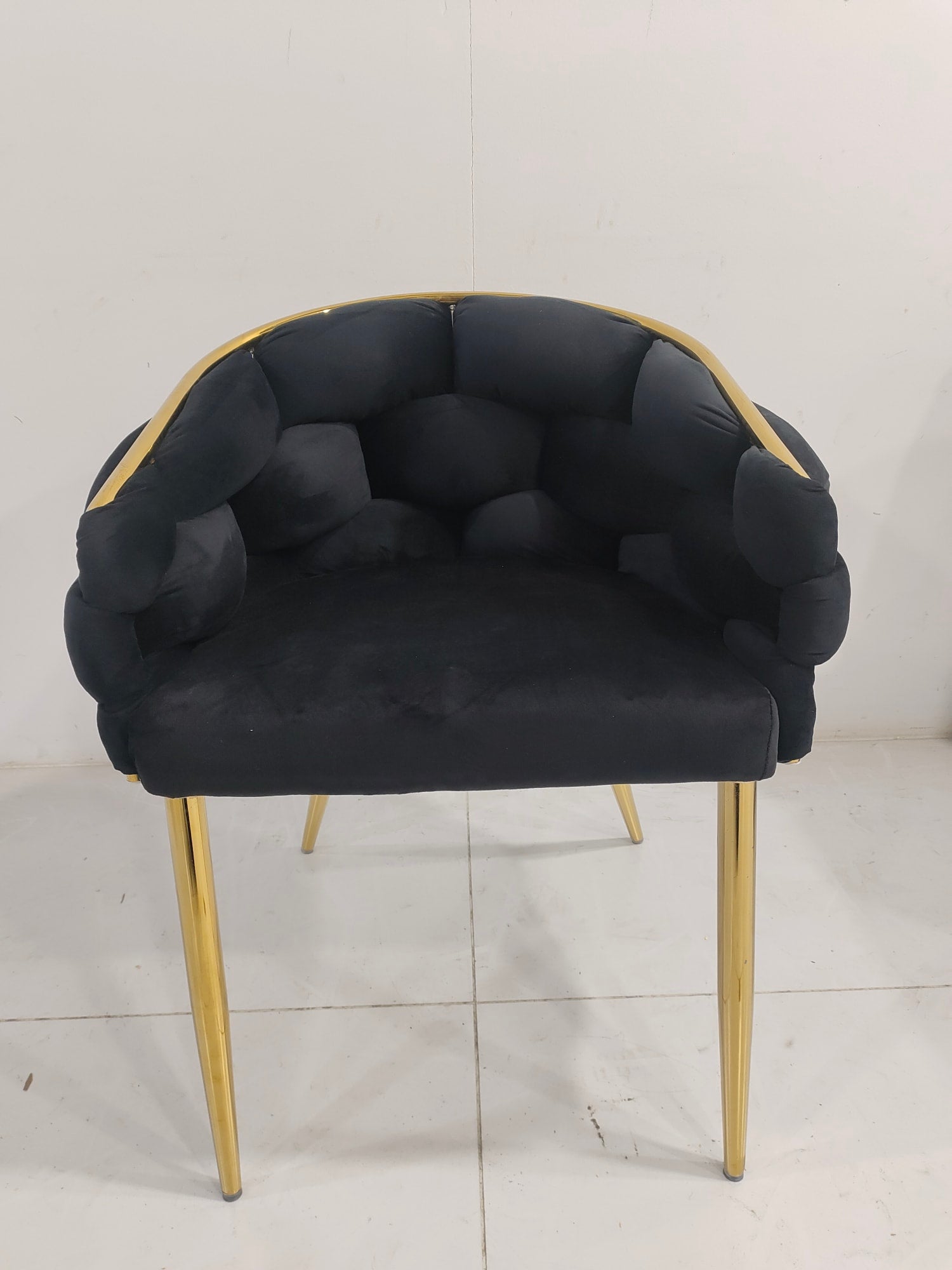 CHAISE BALLON GOLD VELOURS NOIR