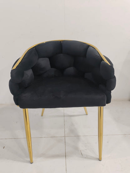 CHAISE BALLON GOLD VELOURS NOIR
