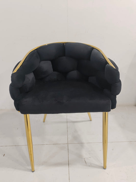 CHAISE BALLON GOLD VELOURS NOIR