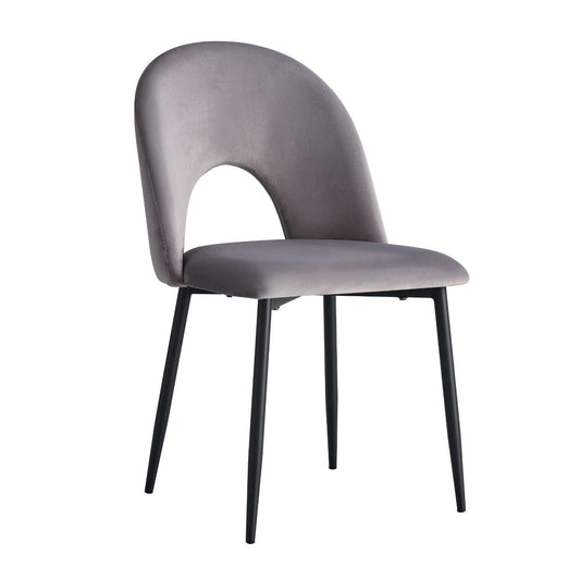 CHAISE TEDDY METAL NOIR VELOURS ANTHRACITE