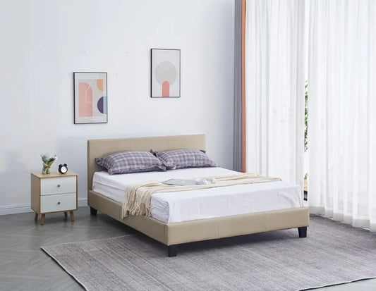 Lit 2 places 140x190 cm MELBOURNE simili cuir avec sommier intégré