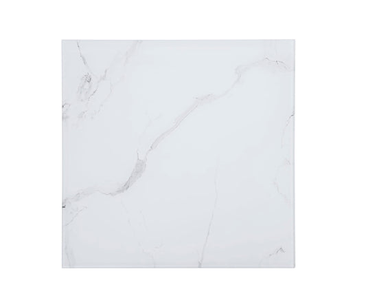 TABLE BASSE ALINA GOLD VERRE MARBRE BLANC 80x80x45cm