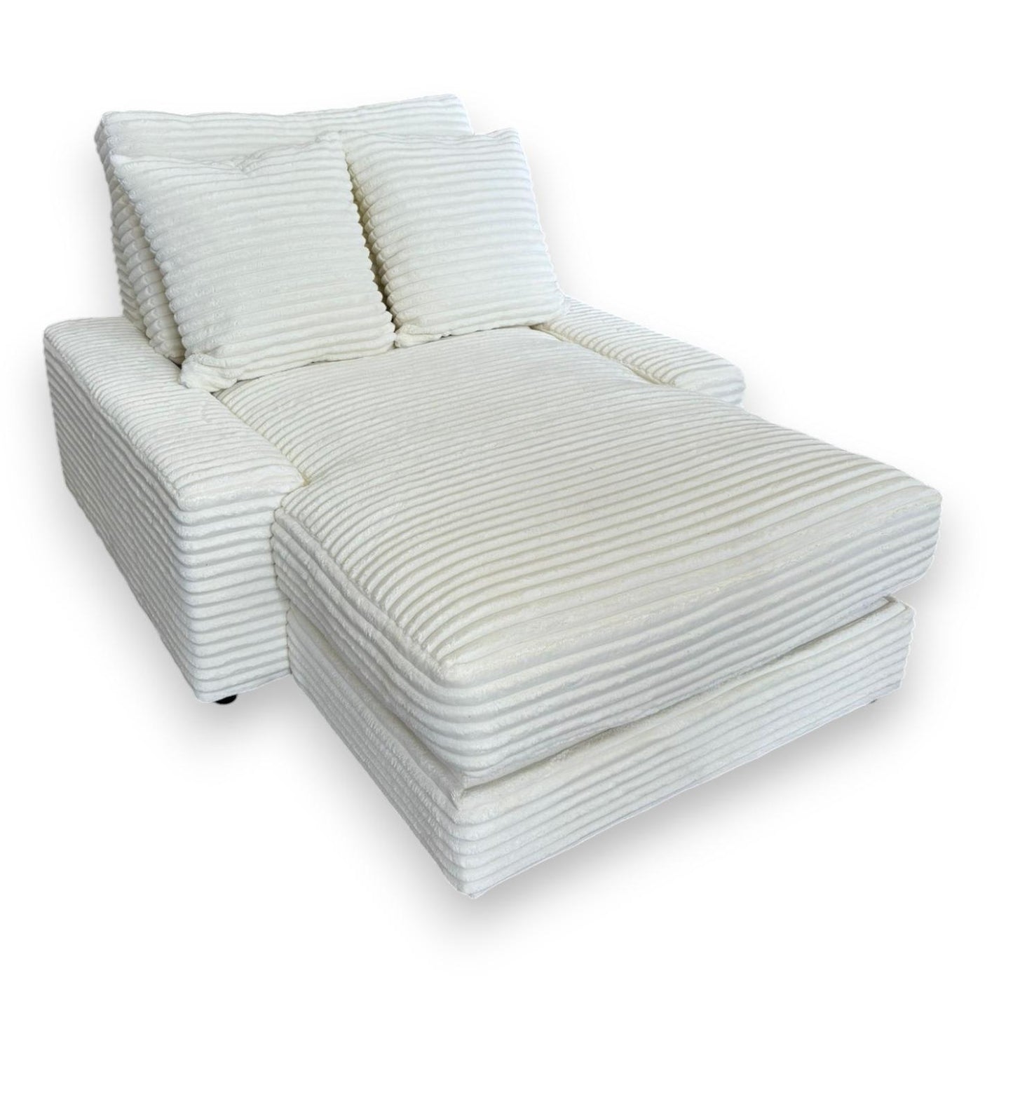 CANAPE CELIA MOELLEUX EN TISSU COTELE EPAIS ECRU 180x135cm