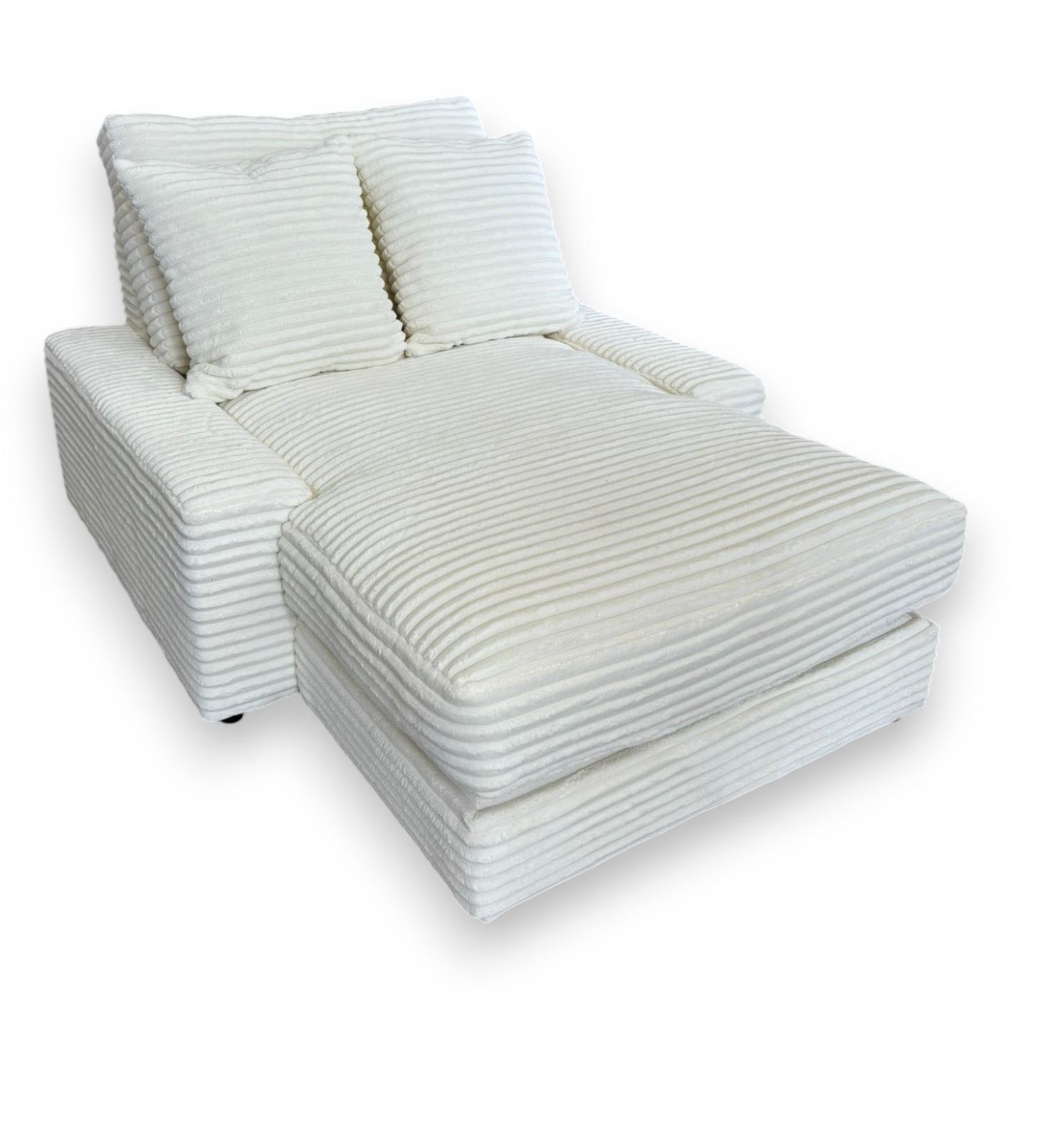 CANAPE CELIA MOELLEUX EN TISSU COTELE EPAIS ECRU 180x135cm