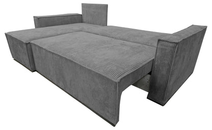CANAPE PARIS PEARL CONVERTIBLE ANGLE REVERSIBLE CÔTELÉ GRIS 232x147x72cm