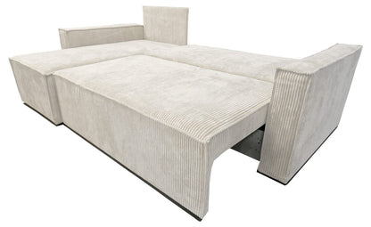 CANAPE PARIS PEARL CONVERTIBLE ANGLE REVERSIBLE CÔTELÉ ÉCRU 232x147x72cm