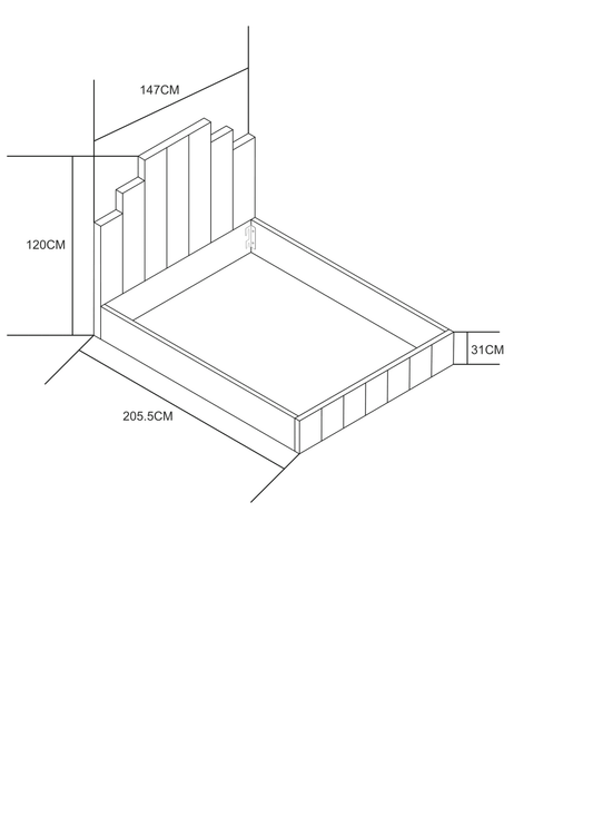 CADRE DE LIT PIANO GRIS 140x190 cm