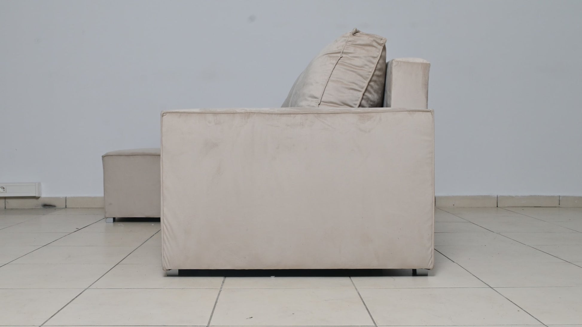 CANAPE PARIS PEARL CONVERTIBLE ANGLE REVERSIBLE VELOURS BEIGE  232x147x72cm