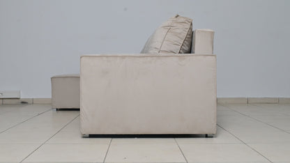 CANAPE PARIS PEARL CONVERTIBLE ANGLE REVERSIBLE VELOURS BEIGE  232x147x72cm