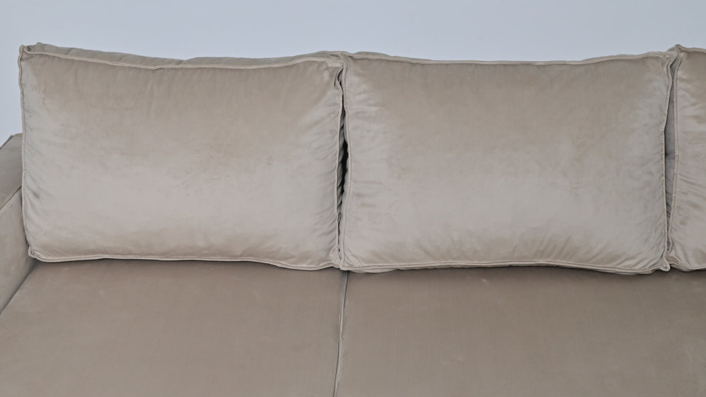 CANAPE PARIS PEARL CONVERTIBLE ANGLE REVERSIBLE VELOURS BEIGE  232x147x72cm