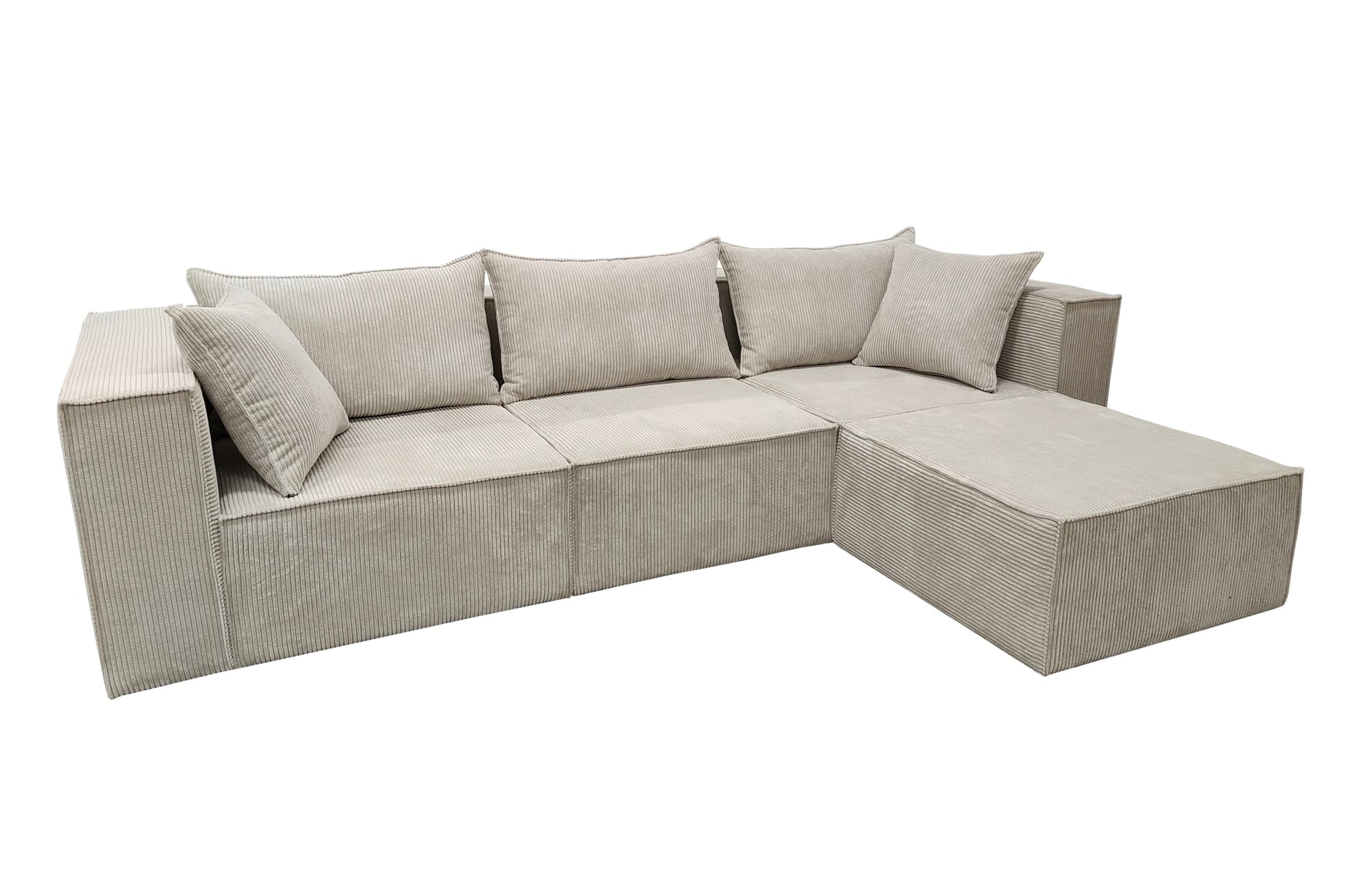 CANAPE MODULO 3+1 ANGLE DROIT COTELE ECRU 305x192cm