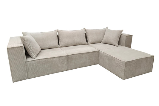 CANAPE MODULO 3+1 ANGLE DROIT COTELE ECRU 305x192cm