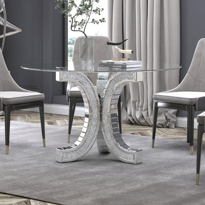 TABLE REPAS EN VERRE MIROIR PLATEAU VERRE TREMPE  COLLECTION ECLAT