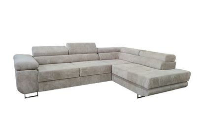 CANAPE TOULOUSE ANGLE DROIT CONVERTIBLE COTELE ECRU 275x205cm