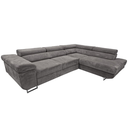 CANAPE TOULOUSE ANGLE DROIT COTELE GRIS 275x202cm