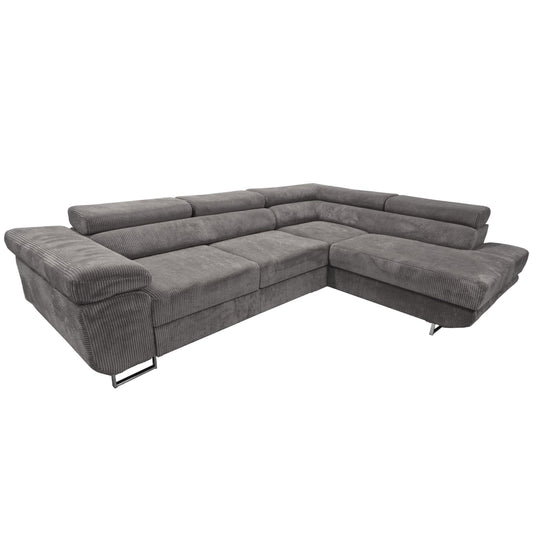 CANAPE TOULOUSE ANGLE DROIT COTELE GRIS 275x202cm
