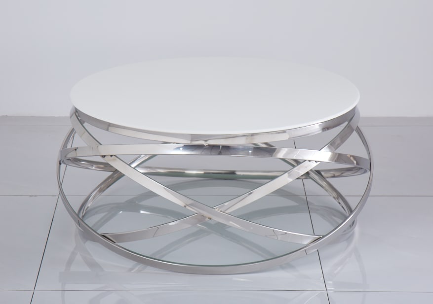 TABLE BASSE EVOL CHROME ULTRA BLANC 100 CM