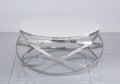 TABLE BASSE EVOL CHROME ULTRA BLANC 100 CM