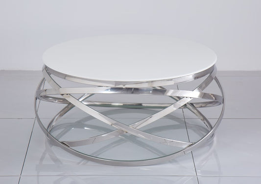 TABLE BASSE EVOL CHROME ULTRA BLANC 100 CM
