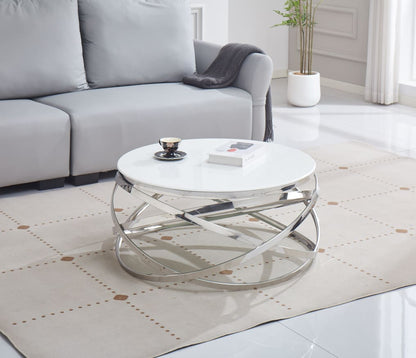 TABLE BASSE EVOL CHROME ULTRA BLANC 100 CM