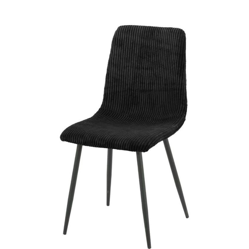 Lot de 4 chaises BOBBY pieds métal noir assise velours côtelé